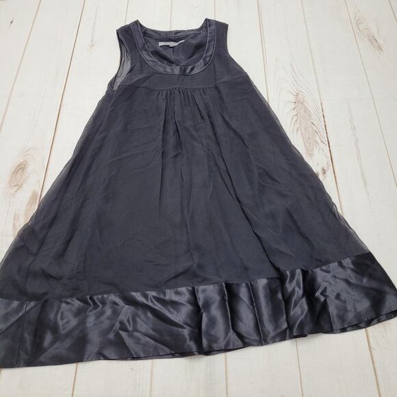 Anne Klein NY 100% silk black shift dress A-line mesh whimsigoth - Picture 1 of 7